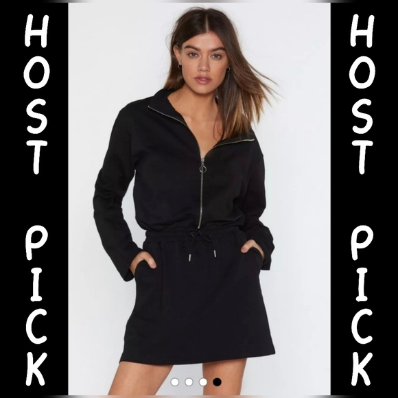 Nasty Gal Zip 'Em Into Shape Long Sleeve Zip-Up Sweatshirt Dress 2X Host Pick - Picture 14 of 15